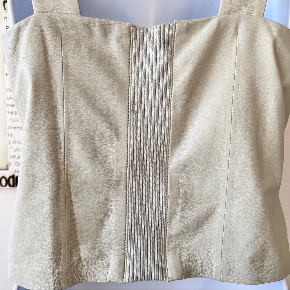 NEW VINCE Genuine Leather Minimalist Corset Green Cami Top Size 6 - Picture 4 of 6